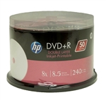 50 Pack HP 8x White Inkjet Hub Printable 8.5GB DVD+R DL