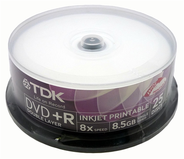 TDK White Inkjet Printable DVD+R Dual Layer